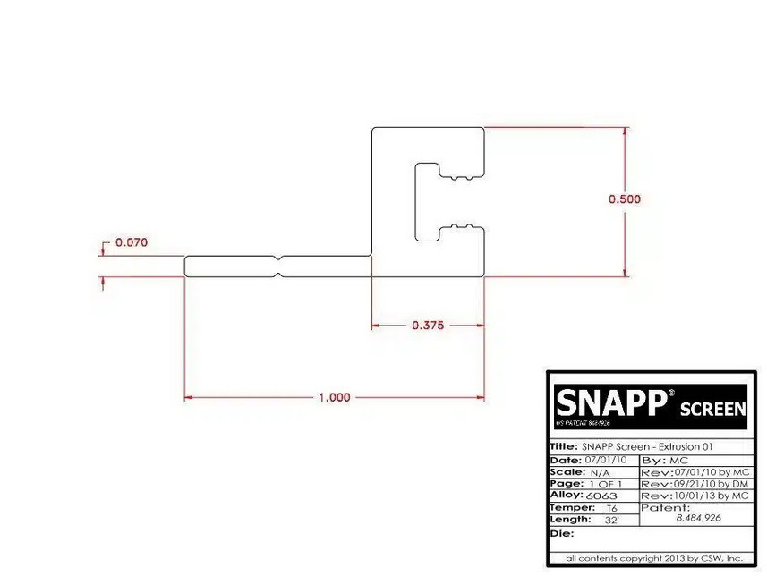 SNAPP screen CAD detail