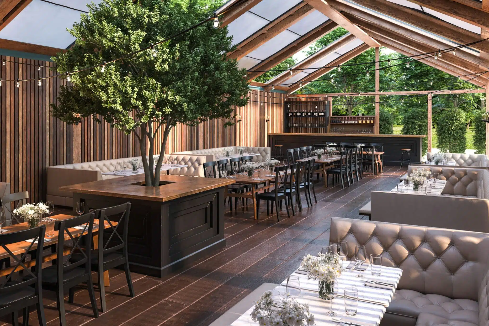 Restaurant screen porch