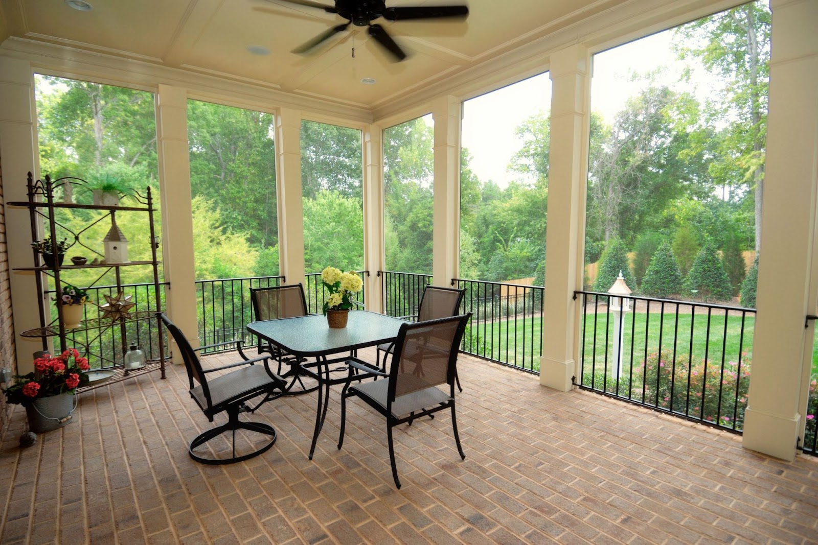 Iron railing screen porch