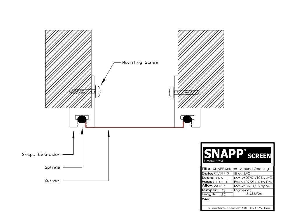 SNAPP screen Track around the opening mount detail