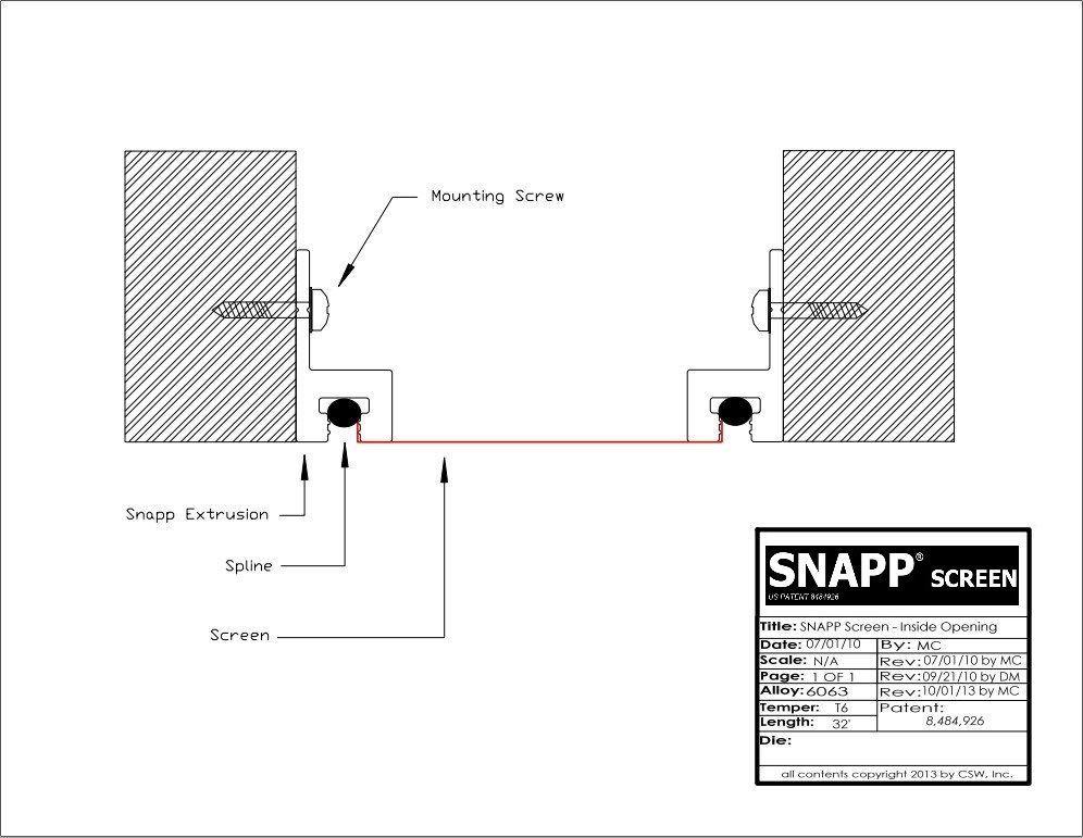 SNAPP screen Track inside the opening mount detail