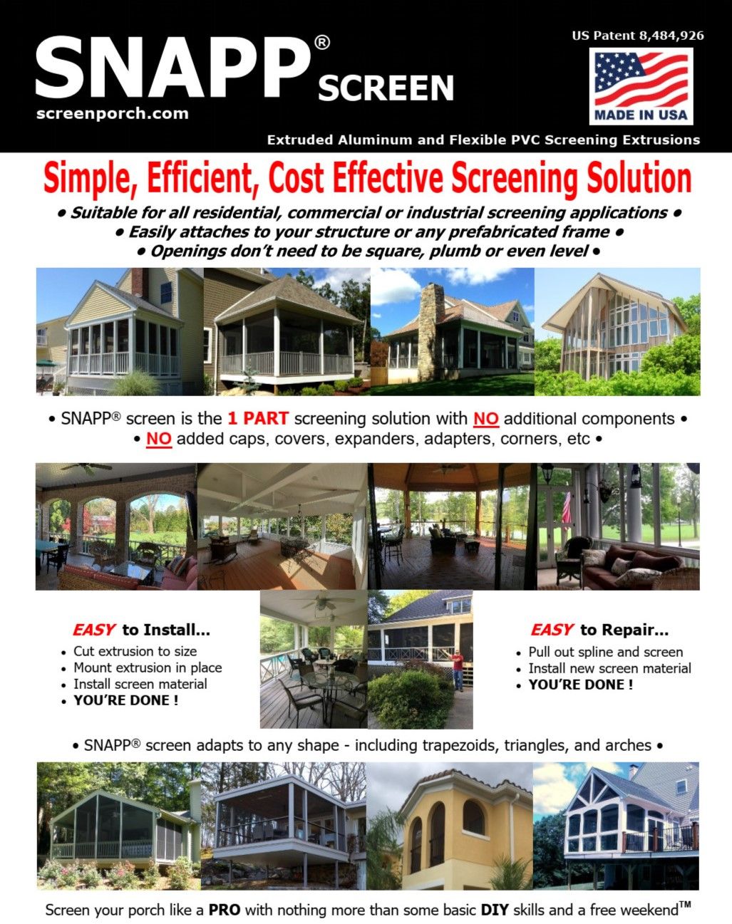 SNAPP screen Track spec sheet front